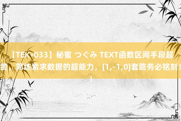 【TEK-033】秘蜜 つぐみ TEXT函数区间手段超赞，简练索求数据的超能力，{1,-1,0}套路务必铭刻！