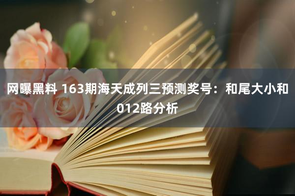 网曝黑料 163期海天成列三预测奖号：和尾大小和012路分析