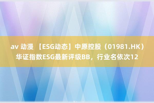 av 动漫 【ESG动态】中原控股（01981.HK）华证指数ESG最新评级BB，行业名依次12