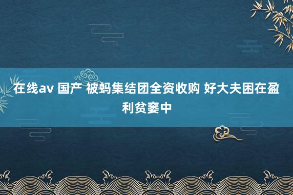 在线av 国产 被蚂集结团全资收购 好大夫困在盈利贫窭中