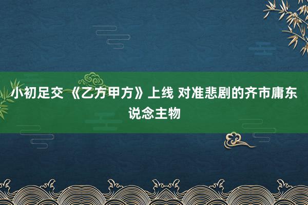 小初足交 《乙方甲方》上线 对准悲剧的齐市庸东说念主物